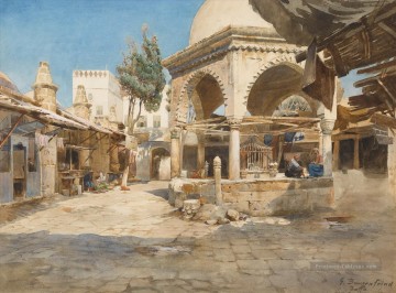 Un puits à Jaffa Gustav Bauernfeind orientaliste juif Peinture à l'huile